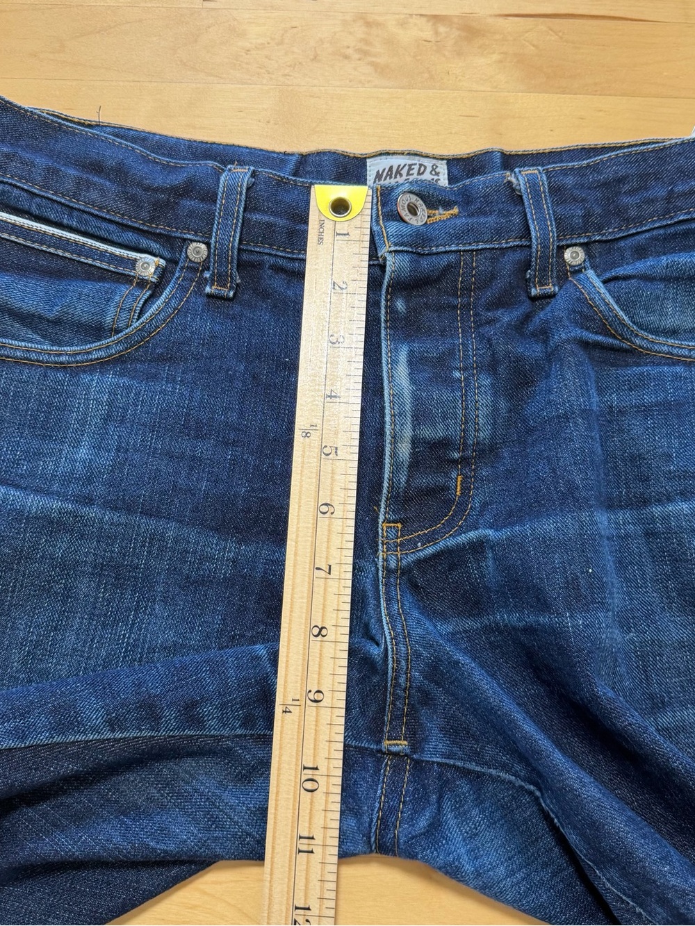 NAKED & FAMOUS Slim Guy Left Hand Twill Selvedge Denim Shorts Cut Off Jean 32 - Picture 9 of 10